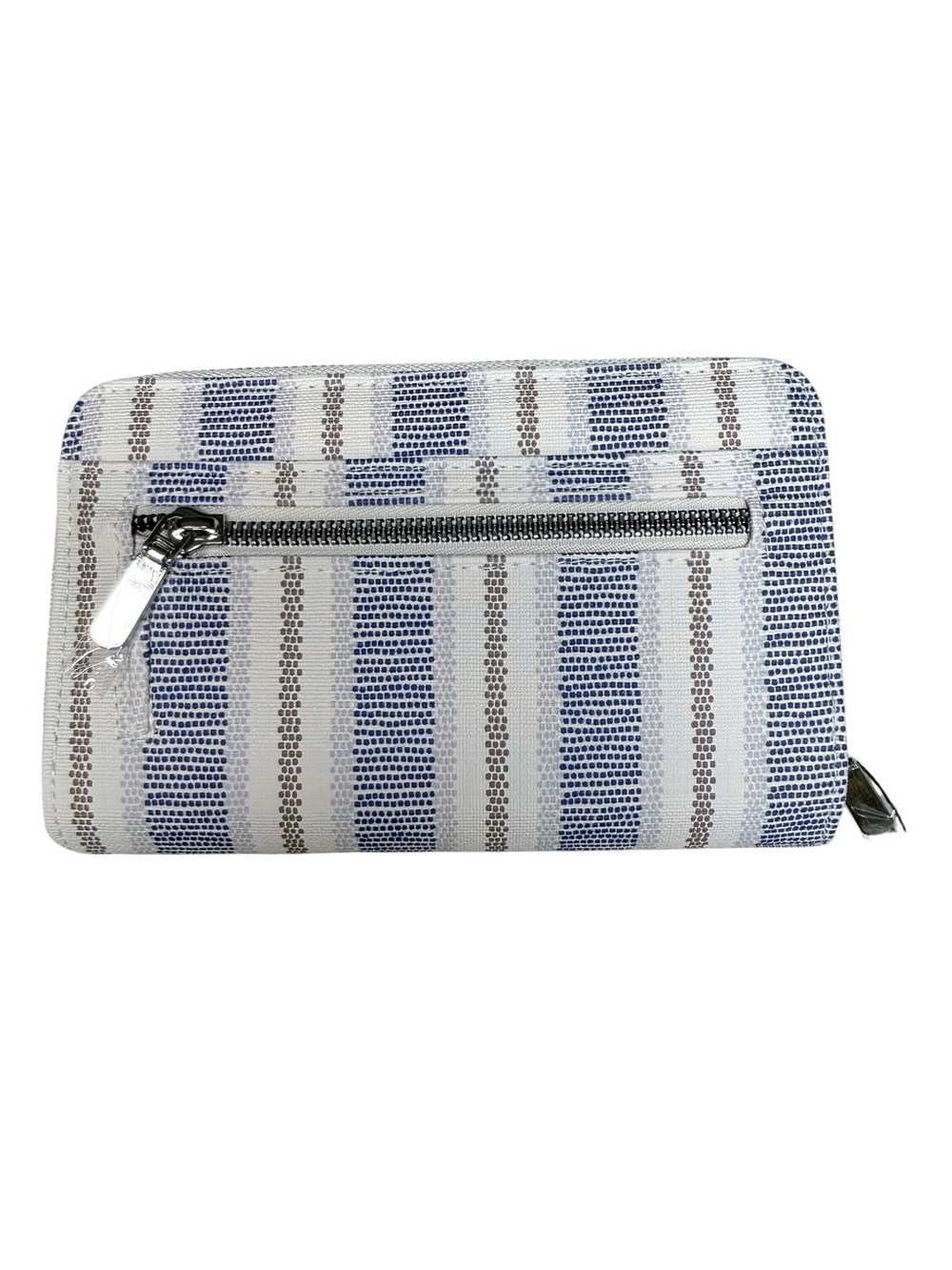 ❤️🔥 NWT Kohl's Woven Striped Zip-Around Wallet - Blue & Cream
